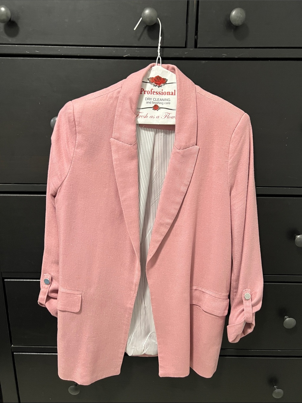 Tailored Pink Open-Front Blazer Jacket